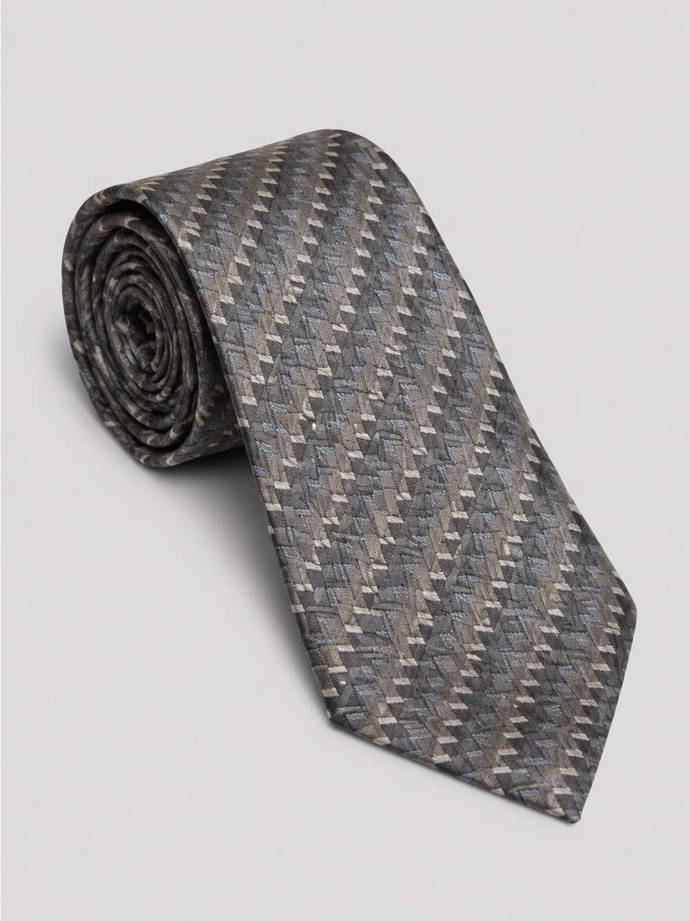 Dockers Khakis Silk Tie Gray Geometric Pattern Made in USA Necktie